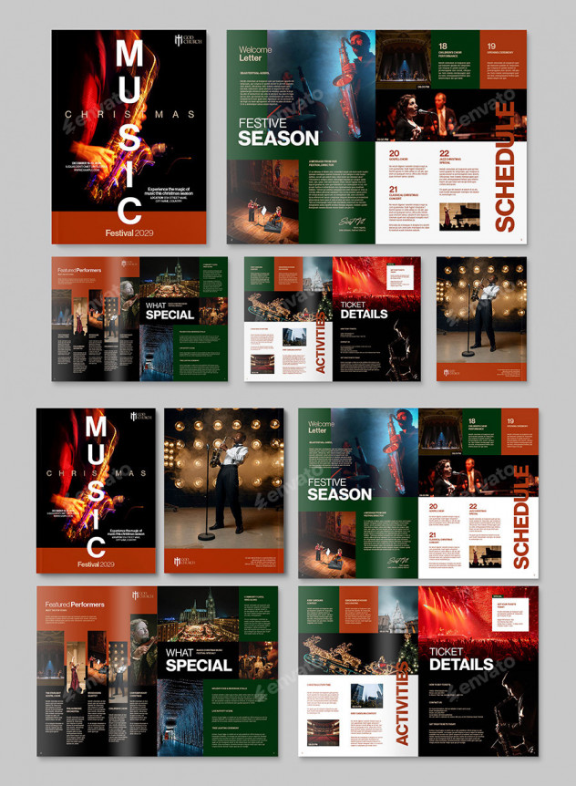 Christmas Music Festival Brochure Template InDesign INDD