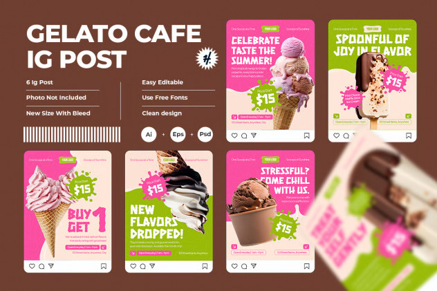 Preview of Cafe Colorful Instagram Carousel Template