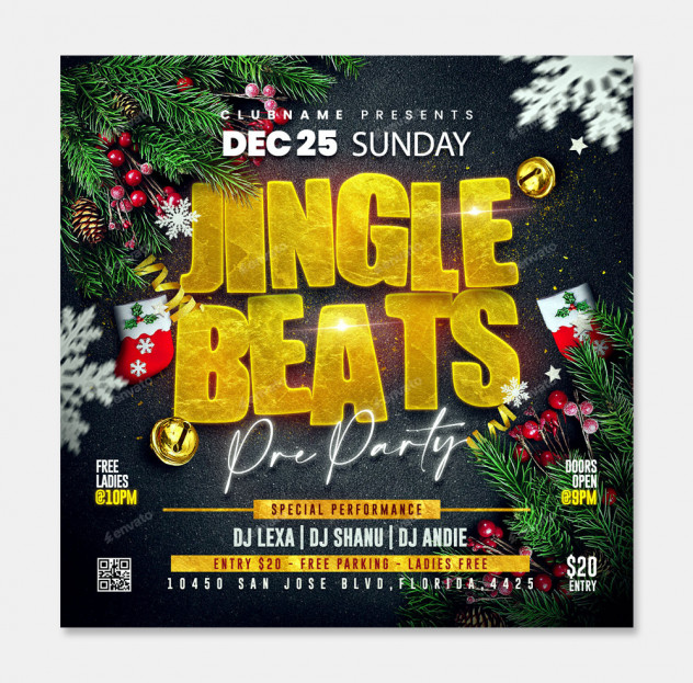 Christmas Party Flyer Template PSD