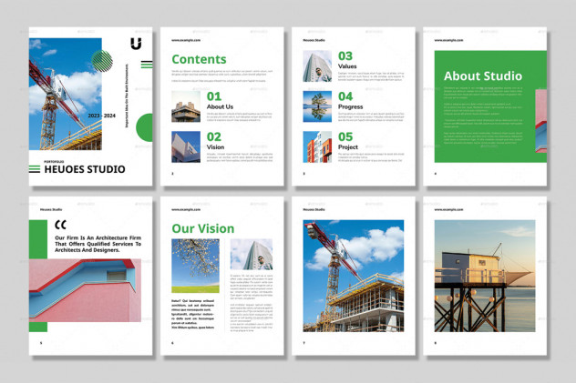 Construction Project Portfolio Brochure Template InDesign