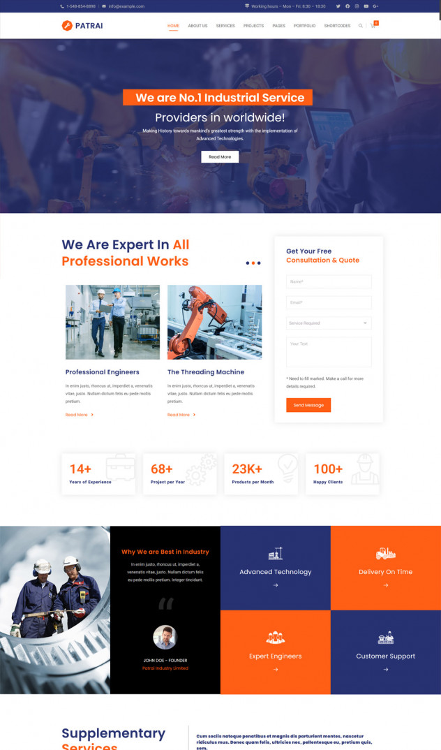 Preview of Patrai Industry - Industrial WordPress Theme