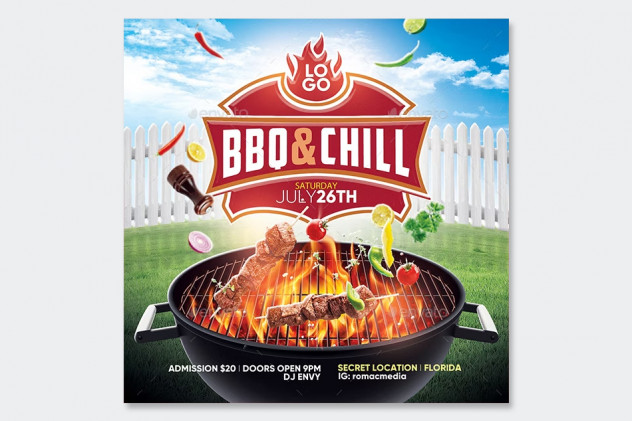 BBQ Flyer and Social Media Post Template PSD