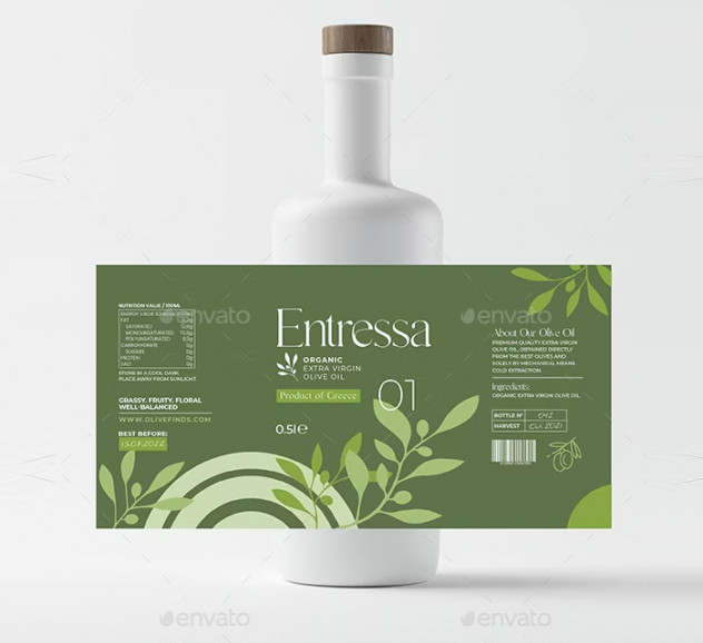 Olive Oil Label Template AI, Vector EPS