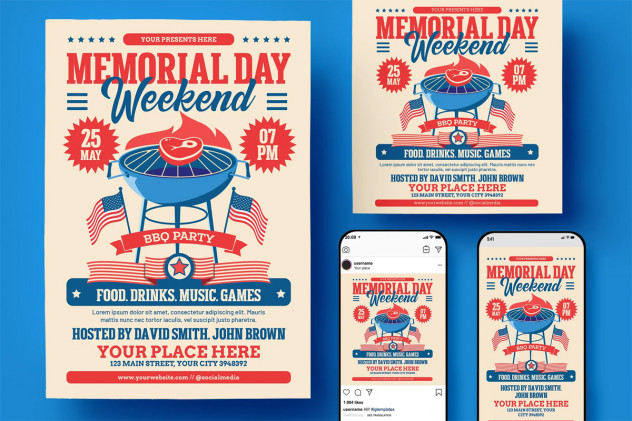 Preview of Memorial Day Flyer Template AI, PSD
