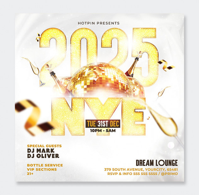 New Year Eve Flyer and Social Media Post Template PSD