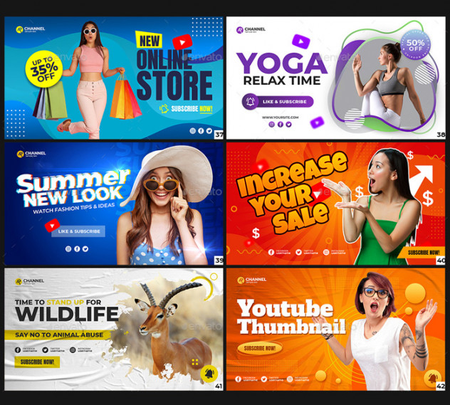 50 Multipurpose YouTube Thumbnail Templates PSD - product preview 6