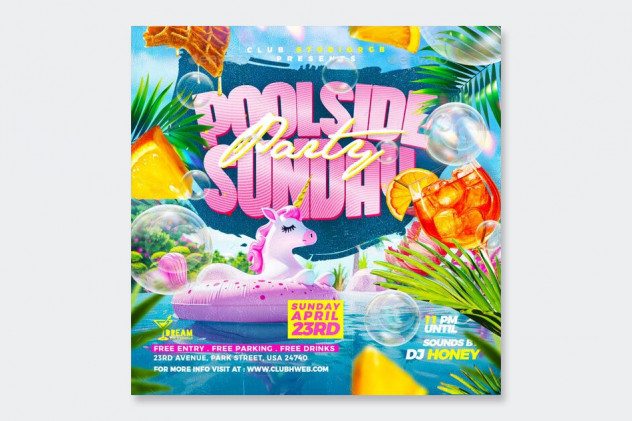 Pool Party Flyer Template PSD