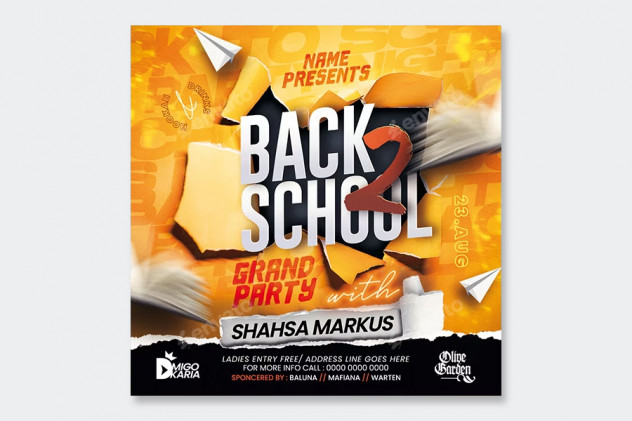 Back To School Flyer and Social Media Post Template PSD