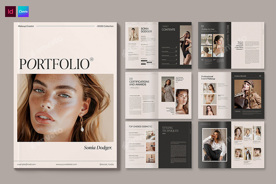 Makeup Artist Portfolio Brochure Template Canva IDML INDD Design Makeup Artist Portfolio Brochure Template Canva IDML INDD Design
