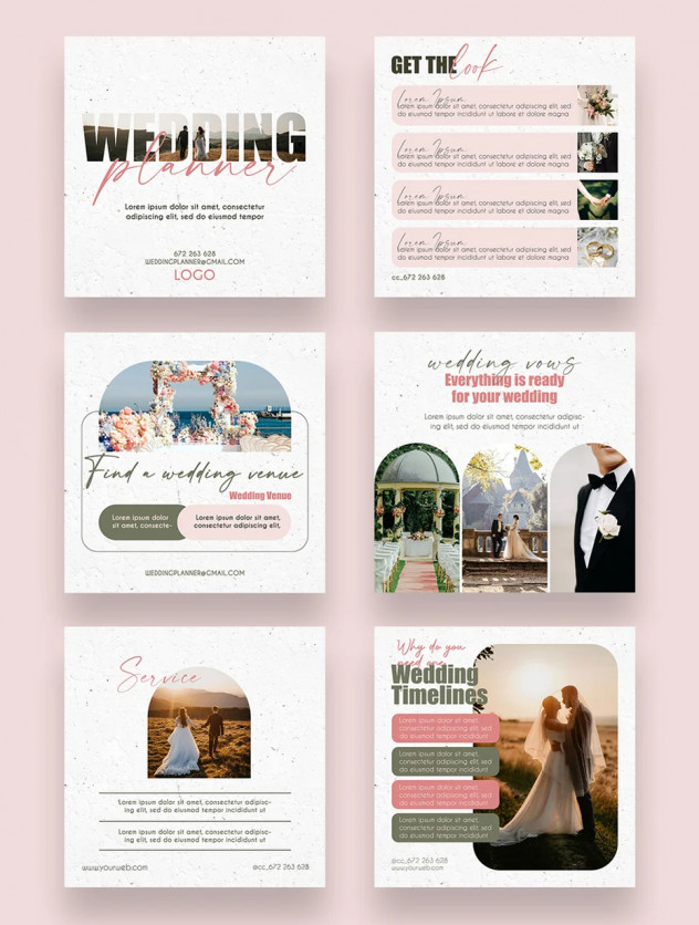 Preview of Wedding Planner Studio Social Post Templates