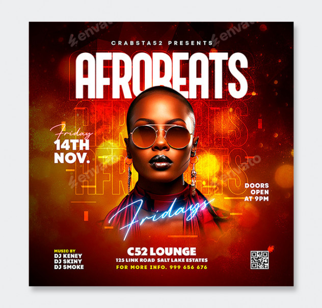 Afrobeats Friday Flyer Template PSD