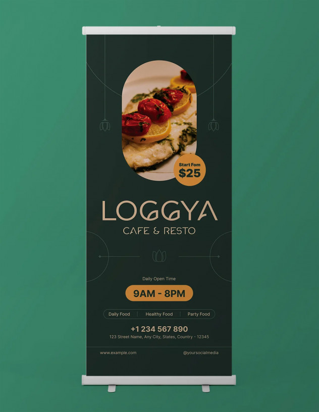 Preview of Elegant Restaurant Roll Up Banner Template