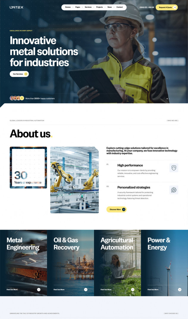 Preview of Untex - Factory & Industrial WordPress Theme