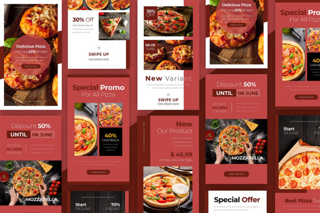 Pizza Menu Instagram Story Templates - AI, PSD preview #2