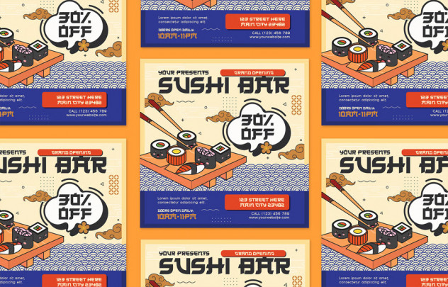 Modern Sushi Flyer Template preview #3