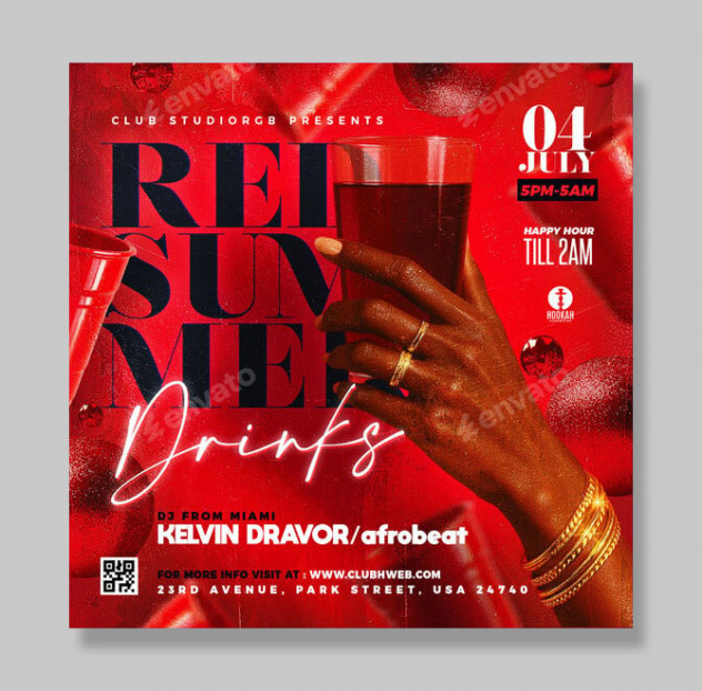 Drinks Flyer Template + Instagram Post & Story – PSD