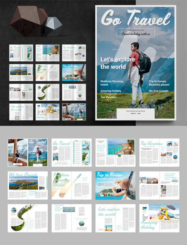 Travel Magazine Template InDesign INDD, IDML