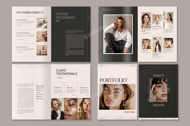 Makeup Artist Portfolio Brochure Template Canva, IDML, INDD preview #3