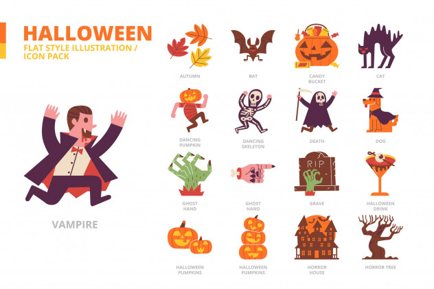 Halloween Flat Style Vector Illustration - product preview 0