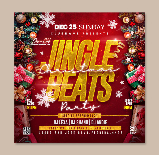 Christmas Party Flyer Design PSD