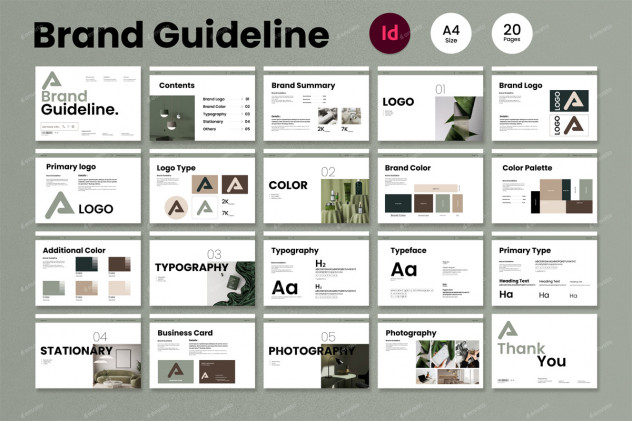 Landscape Brand Guideline Template InDesign INDD preview #2