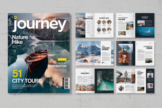 Modern Travel Magazine Template INDD, IDML