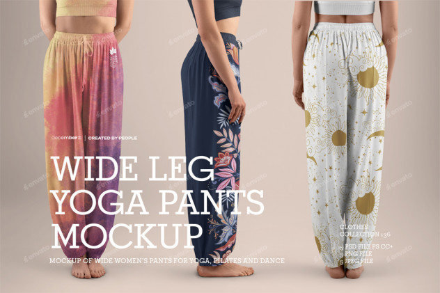Preview of 5 Wide Leg Pants Mockups for Yoga and Pilates