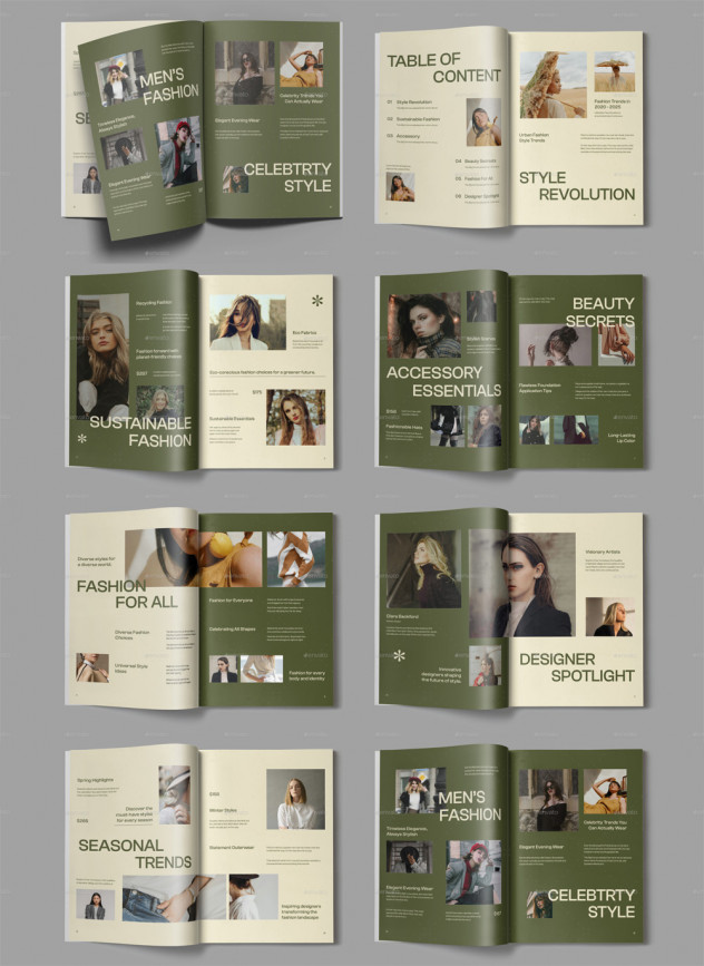 Green Modern Fashion Magazine Template