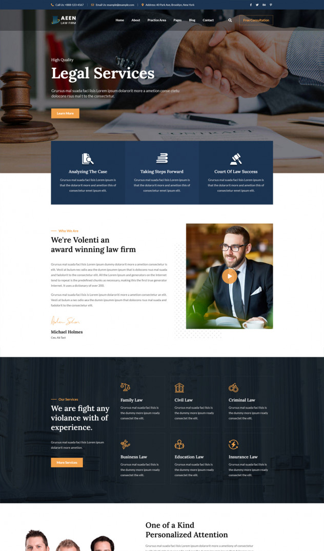 Preview of Aeen &ndash; Responsive WordPress Theme for Lawyers and Law Firms