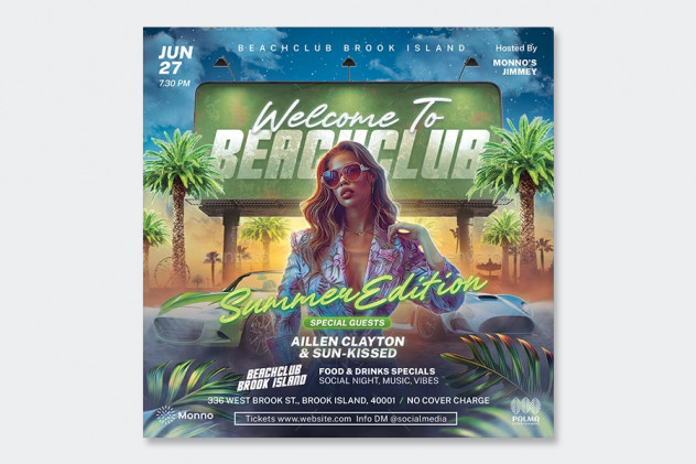 Summer Beach Party Flyer Template PSD - product preview 0