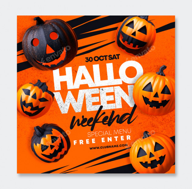 Halloween Party Flyer PSD Design