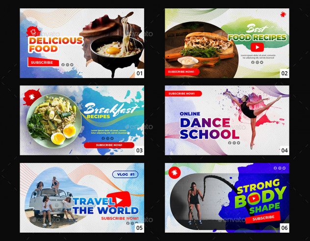 Multipurpose 50 Youtube Thumbnail Templates PSD