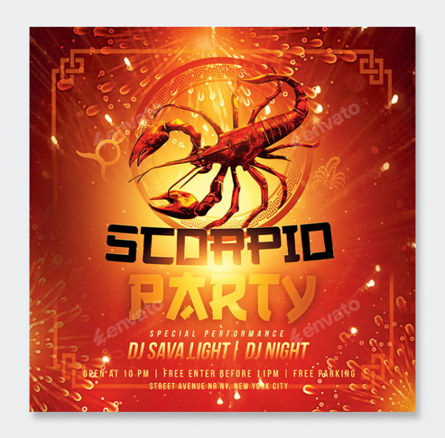 Scorpio Party Flyer Template PSD