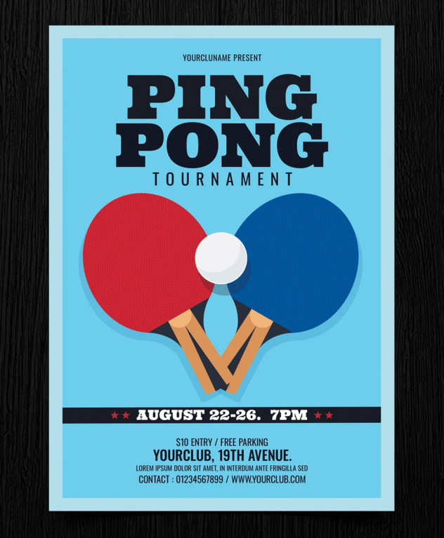 Preview of Ping Pong Tournament Flyer Template - PSD