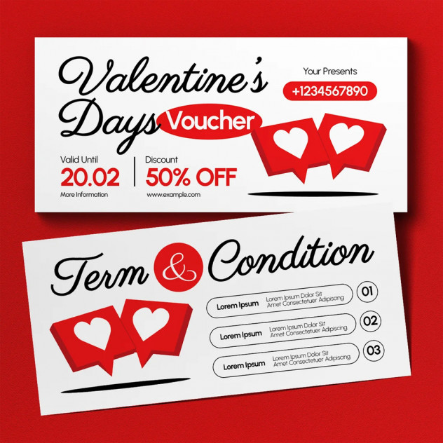 Preview of Valentine's Day Sale Voucher Template &ndash; AI & PSD