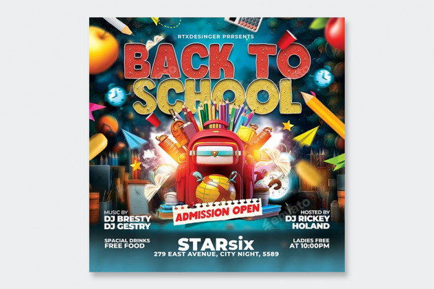 Awesome Back To School Flyer Template PSD