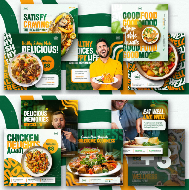 Restaurant Instagram Post Templates PSD - product preview 0