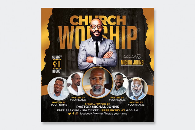 Church Flyer and Instagram Post Design PSD