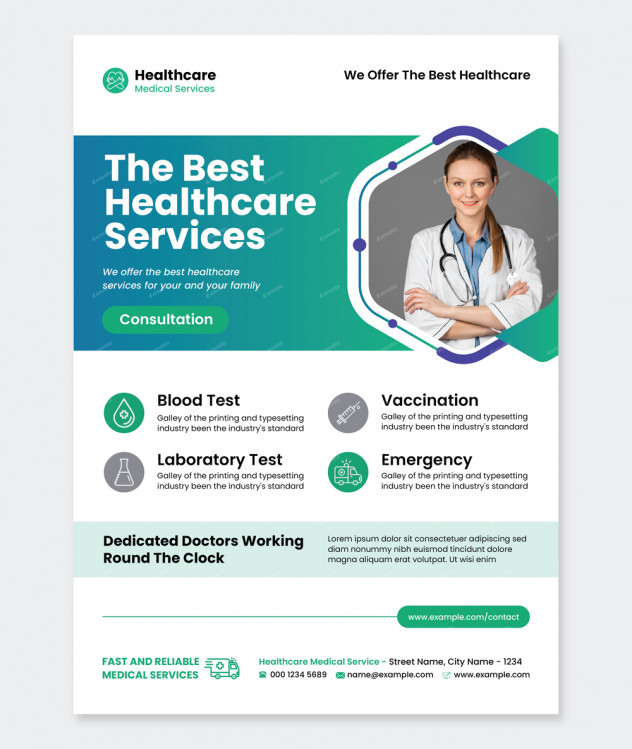 Healthcare Flyer Template AI, Vector EPS