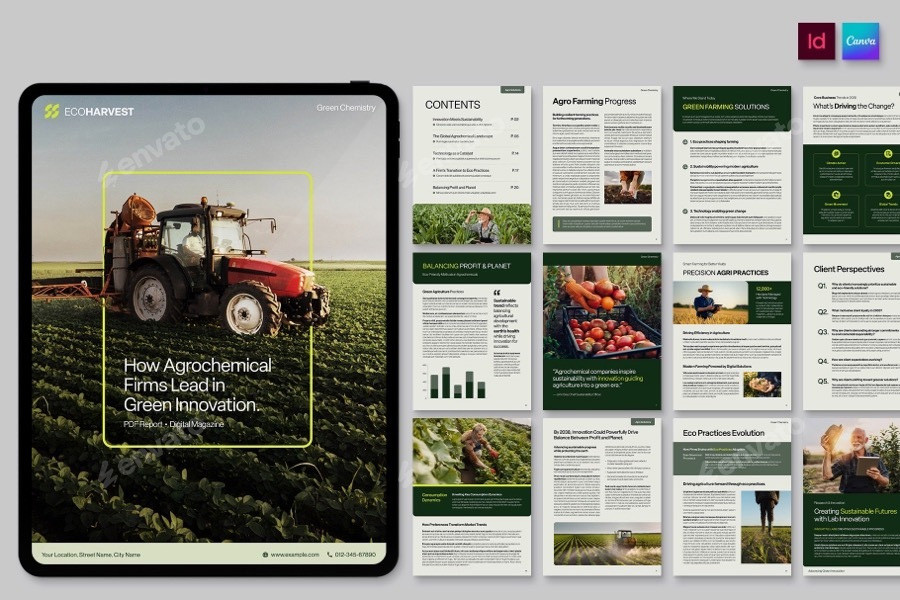 Farming Brochure Template InDesign INDD Design Template Place