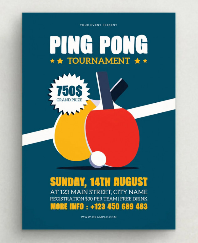 Preview of Clean Ping Pong Tournament Flyer Design - AI, PSD