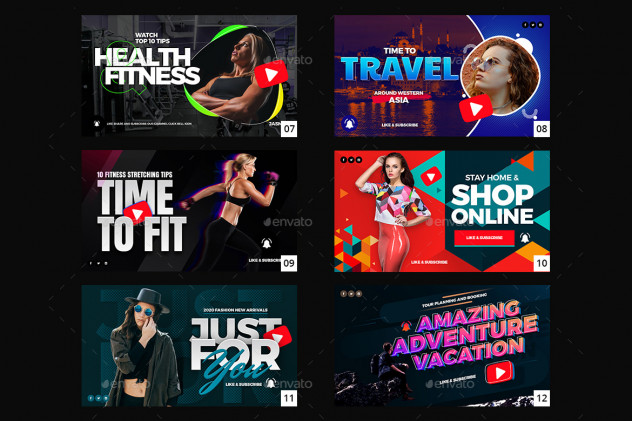 50 Youtube Thumbnail Templates PSD - product preview 1