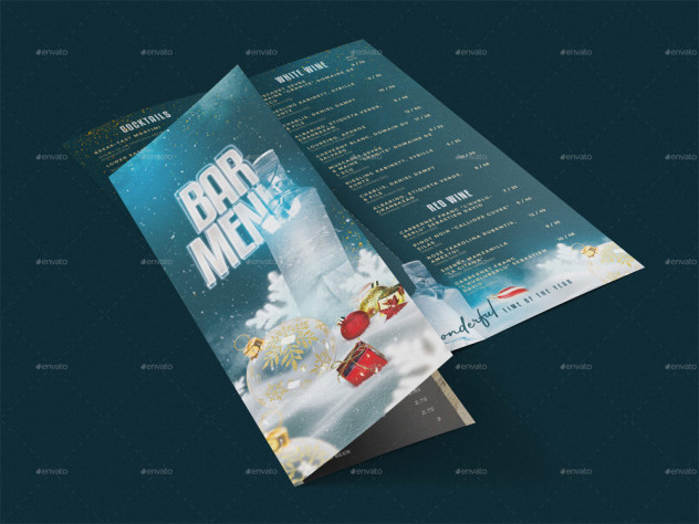 Preview of Christmas Drinks Menu Template PSD