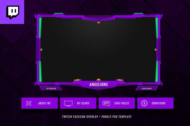 Twitch Facecam Overlay Template main preview