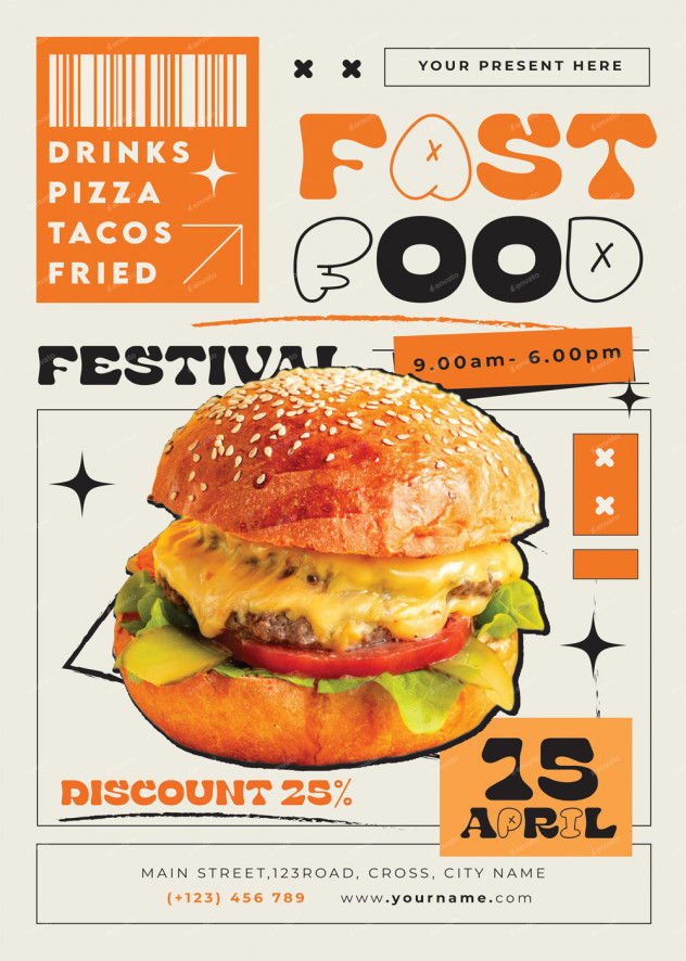 Fast Food Festival Flyer Design PSD, AI, EPS main preview