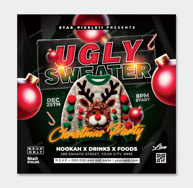 Ugly Sweater Flyer Design PSD