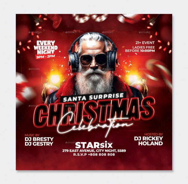 Modern Christmas Party Flyer Template PSD