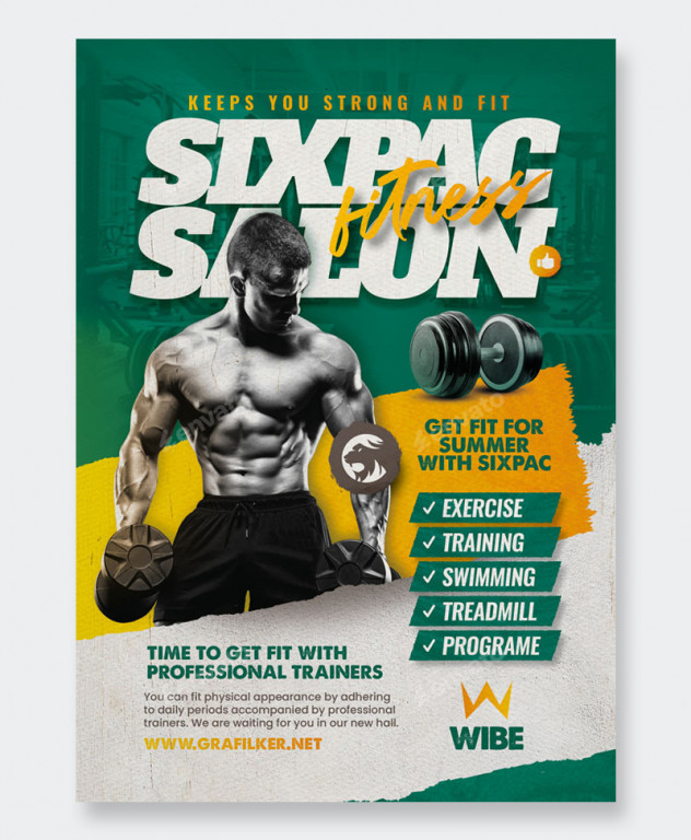 Modern Fitness Trainer Flyer Template PSD, InDesign
