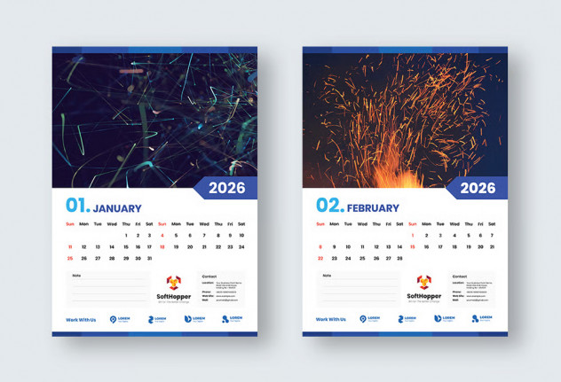 Preview of Corporate Wall Calendar 2026 Template