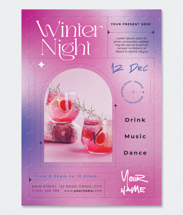 Winter Music Night Flyer Template PSD, AI, EPS